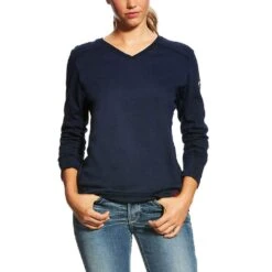 Ariat Ladies FR V-Neck Navy T-shirt
