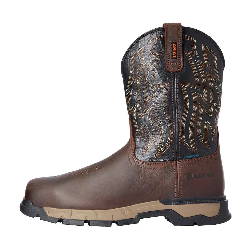 Ariat Men's Rebar Flex Western H20 Dark Brown 10in. Black Top Comp Toe Work Boot - Image 2