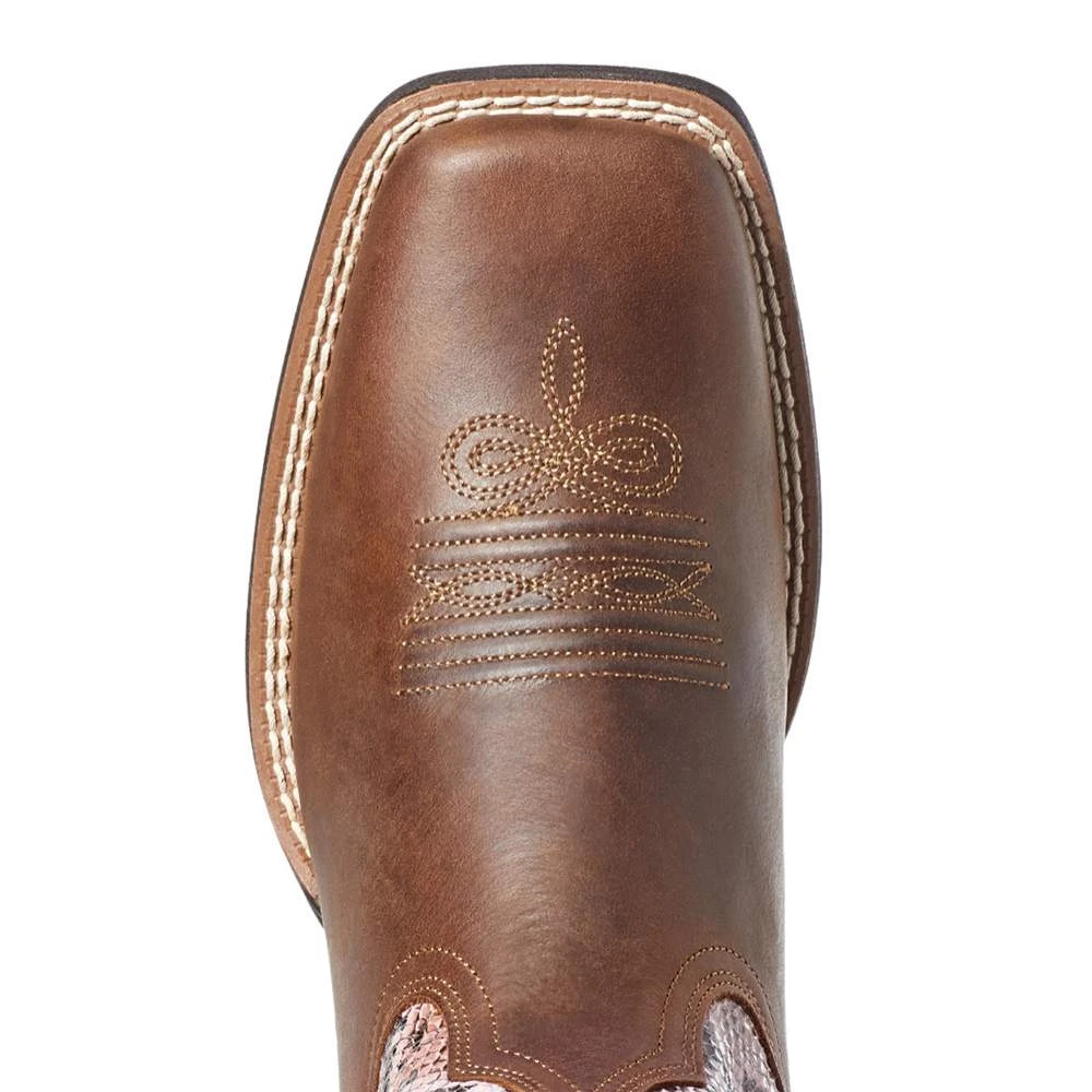 Ariat Women`s Round Up Tan Bomber/PinkSnake Boot 4 Ariat Women`s Round Up Tan Bomber/PinkSnake Boot - Image 4