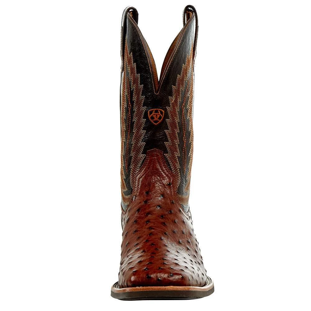 Ariat Men`s Quantum Primo Antique Tobac FQ Ostrich 11in. Thunder Brown Top Square Toe Boots - Image 4