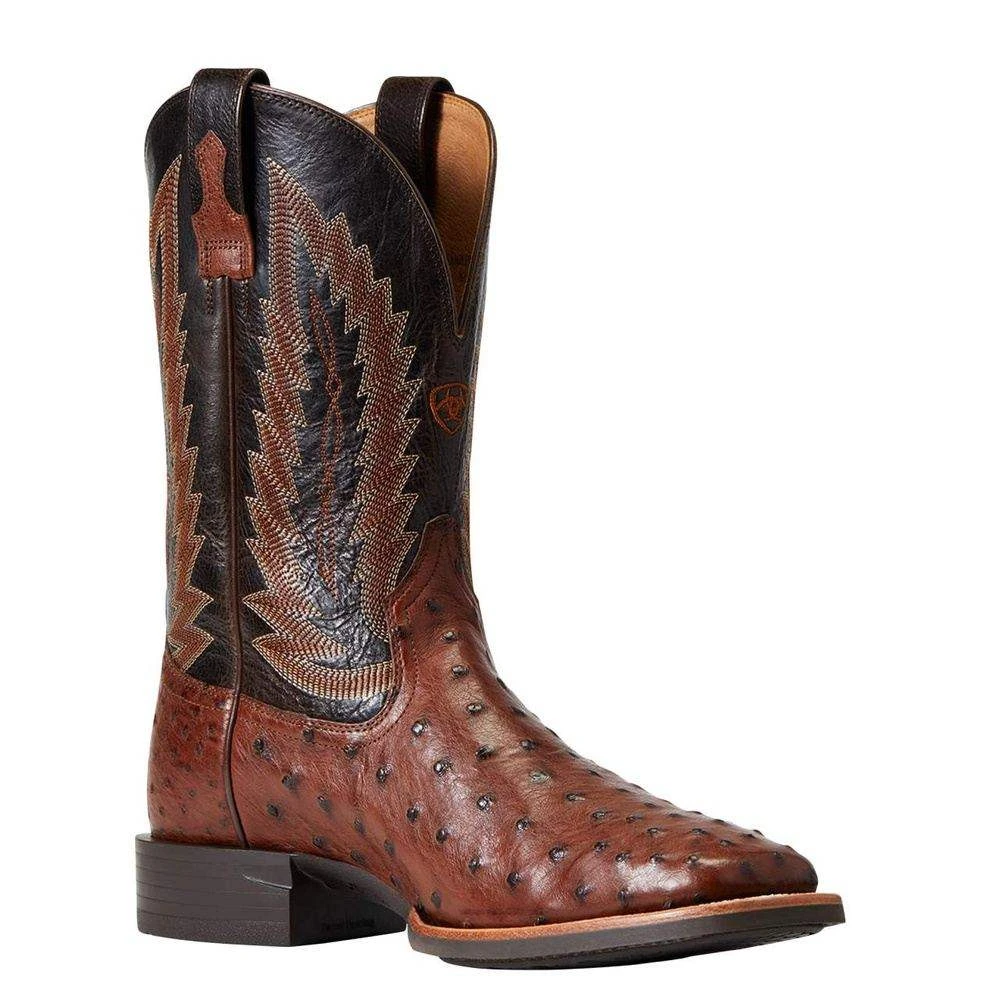 Ariat Men`s Quantum Primo Antique Tobac FQ Ostrich 11in. Thunder Brown Top Square Toe Boots - Image 5