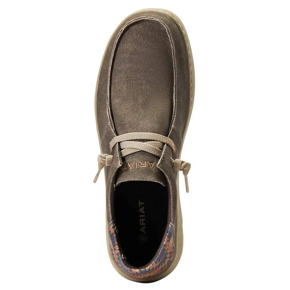 Ariat Men`s Hilo Stretch Lace Dark Tan/ Rust Aztec Print Casual Shoe - Image 5