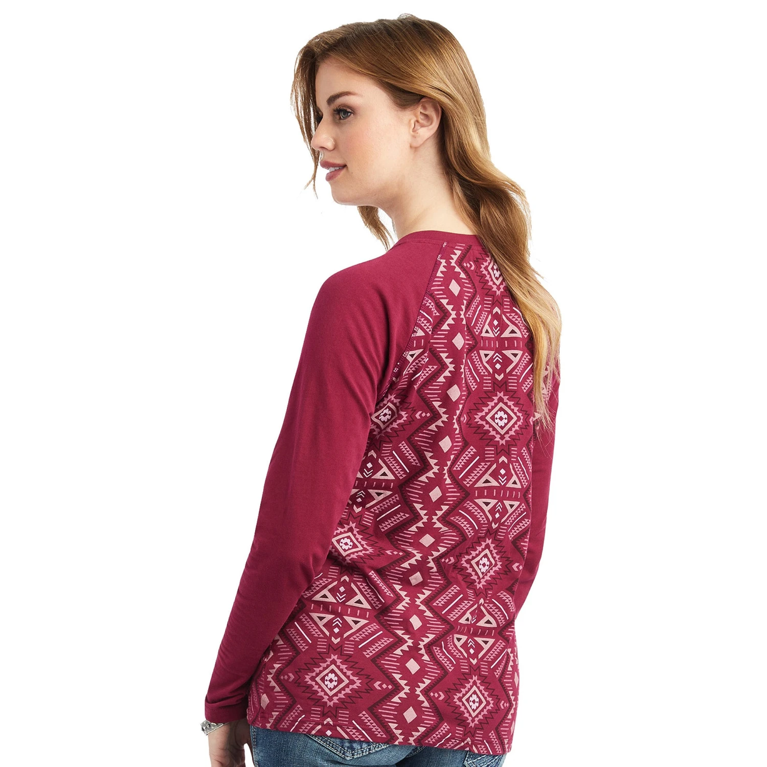 Ariat Women's REAL Printed Henley Shirt 2 Ariat Women's REAL Printed Henley Shirt - Image 2