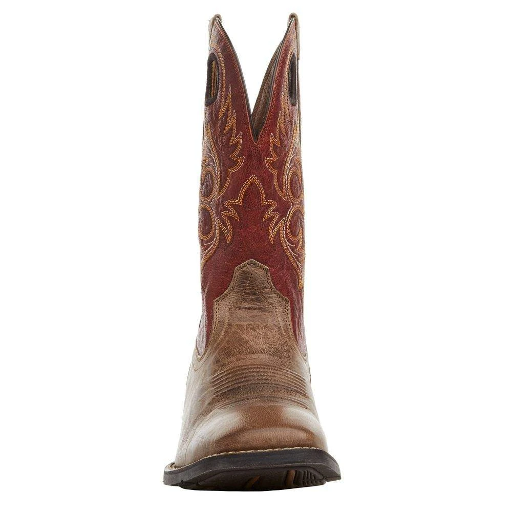 Ariat Mens Sport Rodeo Crazy Crunch Tan 11in Orange Top - Image 2