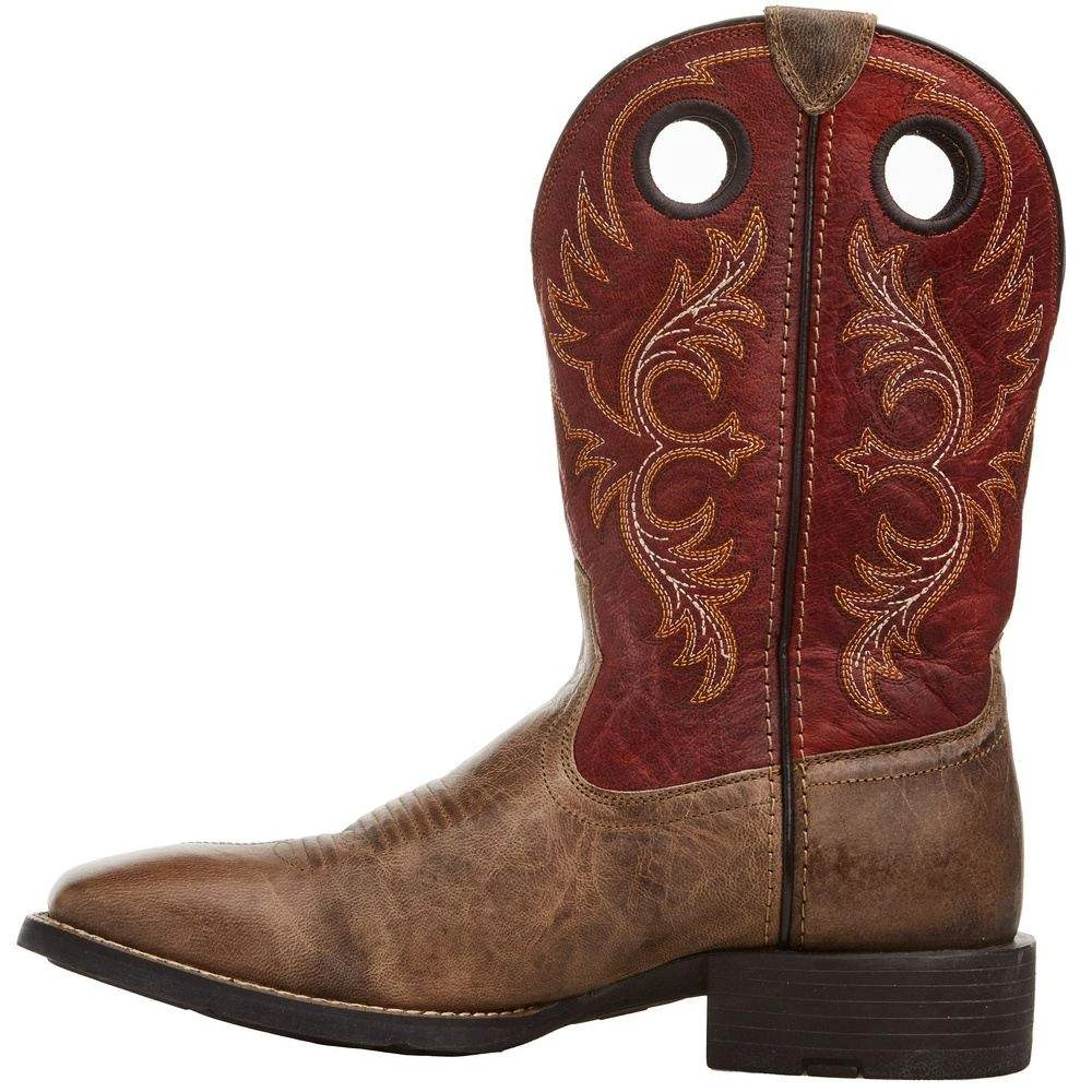 Ariat Mens Sport Rodeo Crazy Crunch Tan 11in Orange Top - Image 3