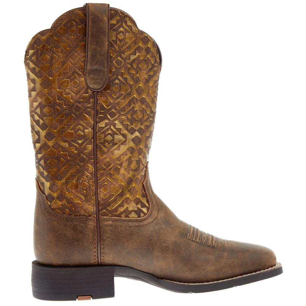 Ariat Women's Round Up Brown 11in. Copper Blanket Embossed Boot - Image 5