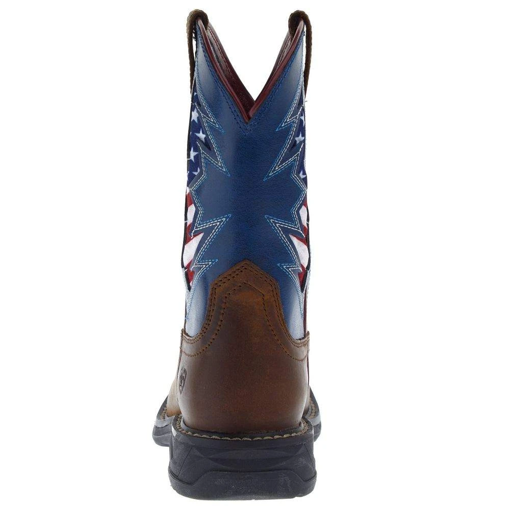 Ariat Kids Workhog XT Venttek Bolt Distressed Tan Ole Blue Boot - Image 4