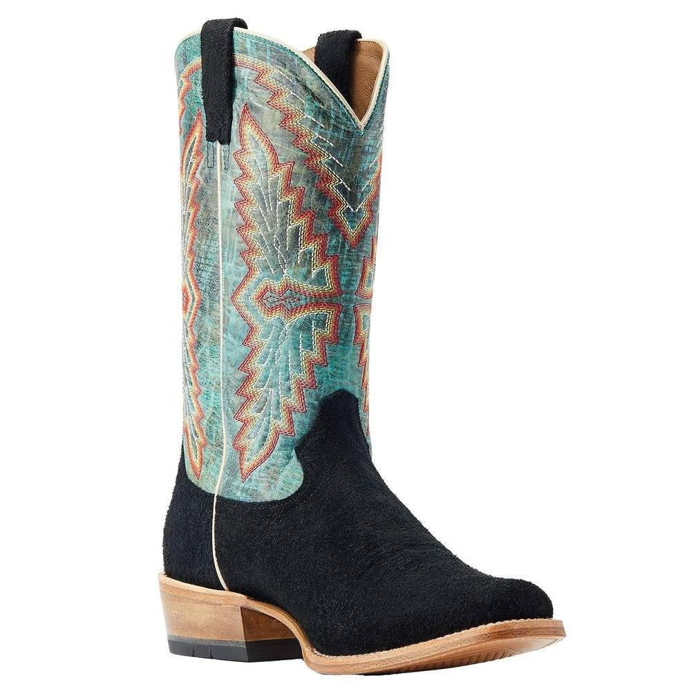 Ariat Men's Futurity Showman Black Roughout Turquoise Top Cowboy Boot - Image 2