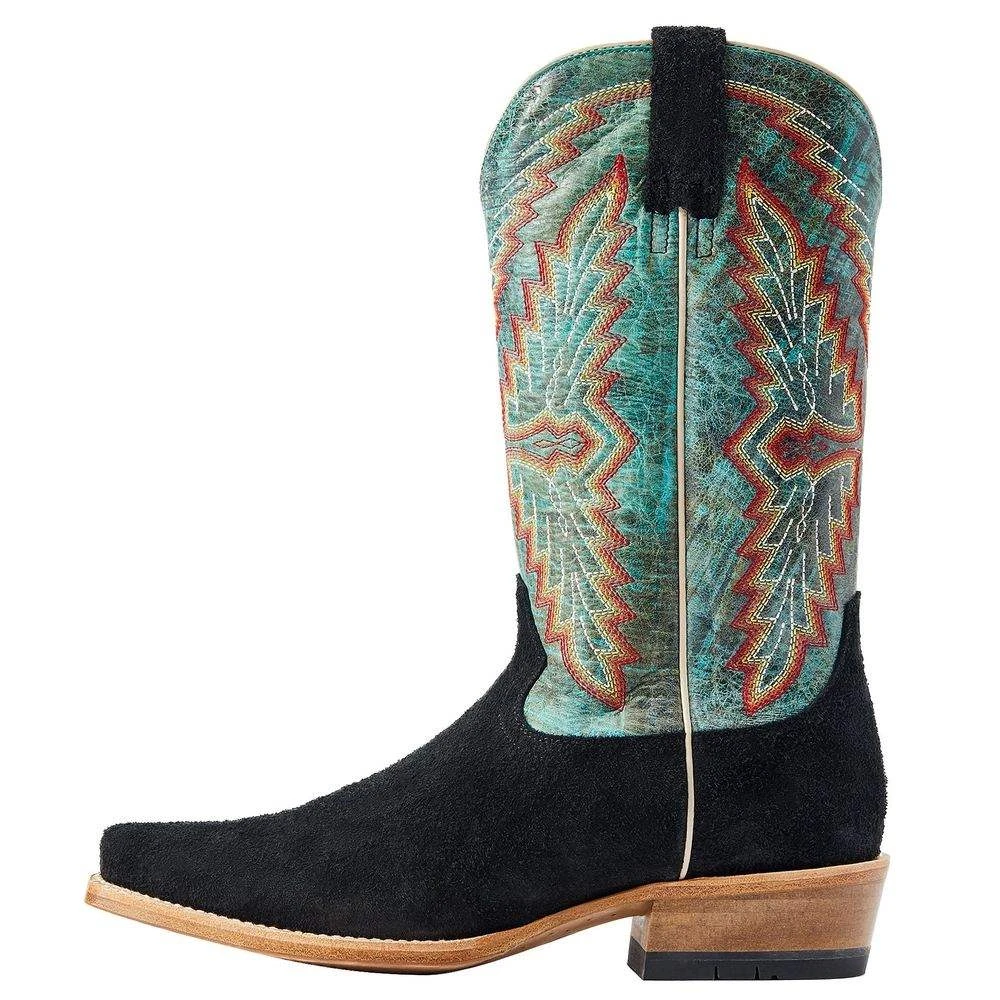 Ariat Men's Futurity Showman Black Roughout Turquoise Top Cowboy Boot - Image 3