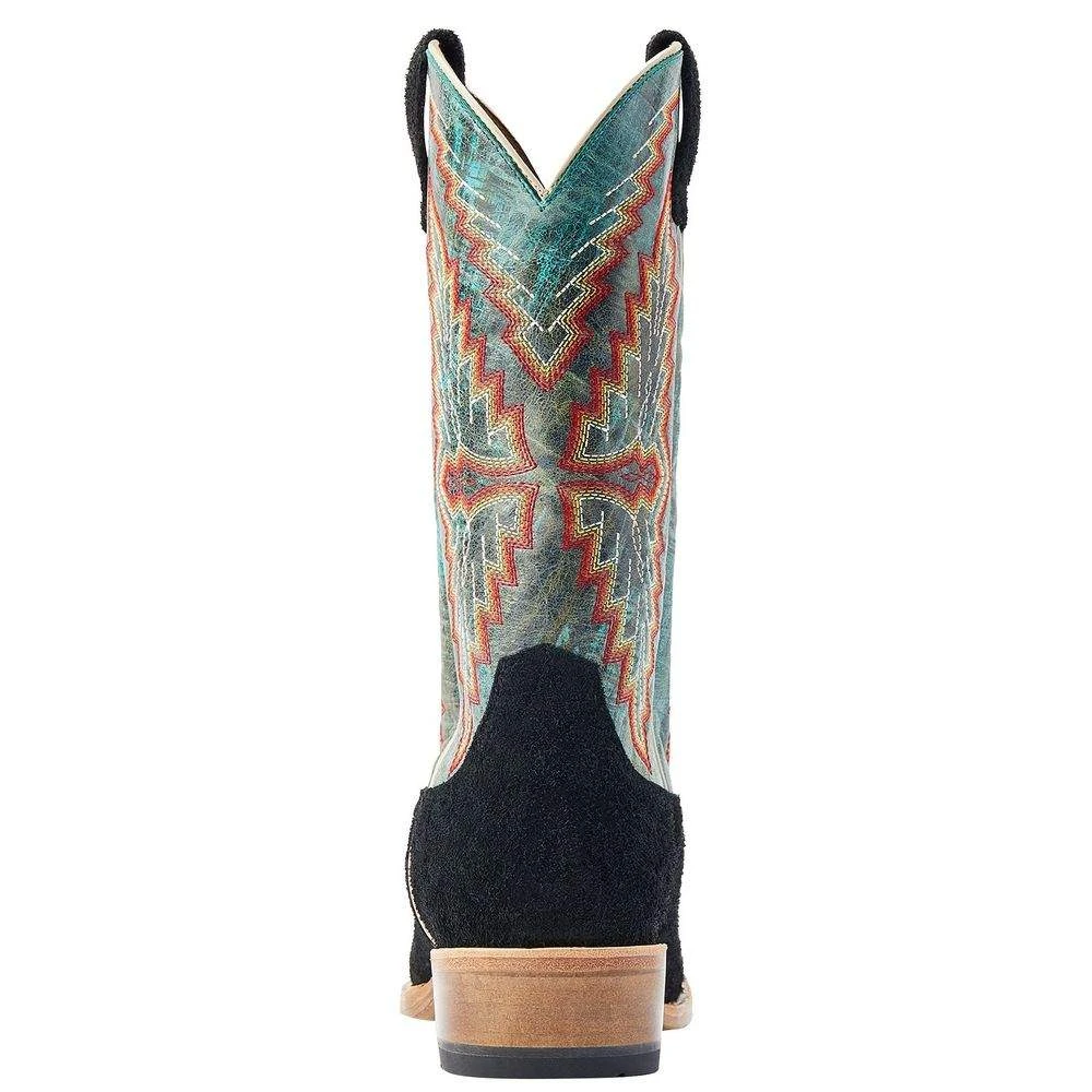 Ariat Men's Futurity Showman Black Roughout Turquoise Top Cowboy Boot - Image 4