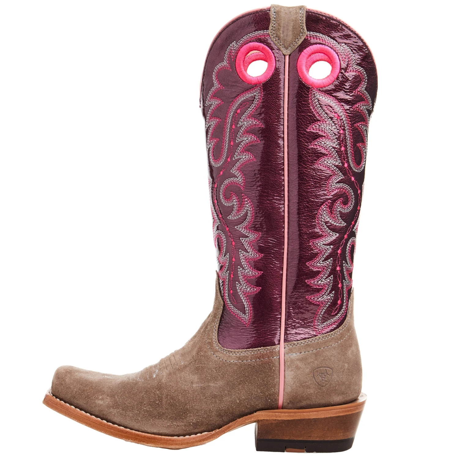 Ariat Women's Futurity Smokey Roughout/ Wine Patent 13 In Top Boot - Image 2