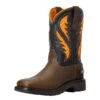 Ariat Kids VentTek Cocoa Brown Work Orange Cowboy Boot