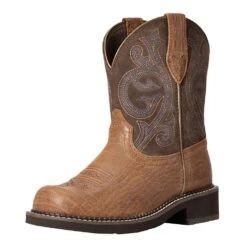 Women Ariat Brown Croc/ Fudge 8` FatBaby Western Boot
