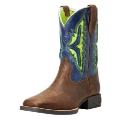 Ariat Youth Koel Venttek Rust And Daring Indigo Cowboy Boot