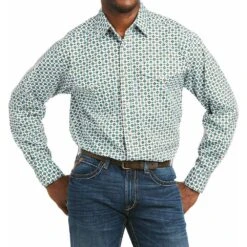 Men's Ariat Casual Series White Print Fedor Snap Shirt