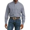 Ariat Men's Wrinkle Free Dress Blue Plaid Sal Shirt
