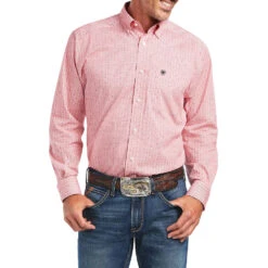 Ariat Men's Quent Classic Coral Long Sleeve Shirt