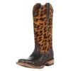 Ariat Women's Chocolate Caiman 12in. Leopard Top Cowgirl Boot