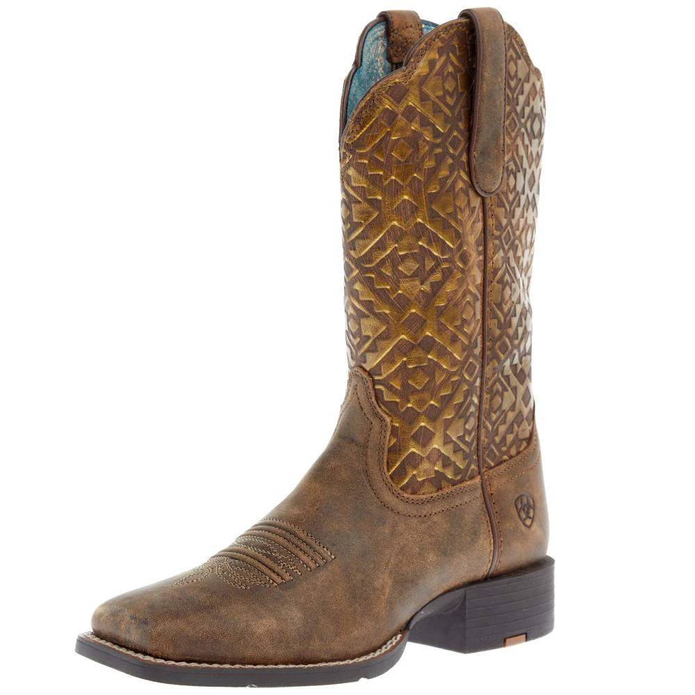 Ariat Women's Round Up Brown 11in. Copper Blanket Embossed Boot