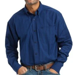 Ariat Men's Pro Series Gidion Classic Fit Long Sleeve Button Down Blue Shirt