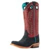 Ariat Women's Futurity Boon Black Roughout Crimson Top Boot