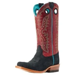 Ariat Women's Futurity Boon Black Roughout Crimson Top Boot