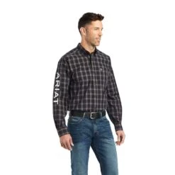 Ariat Men's Black Plaid Logo Button-Down