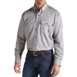 Ariat Men's Flame Resistant 'FR' Solid Grey Work Shirt